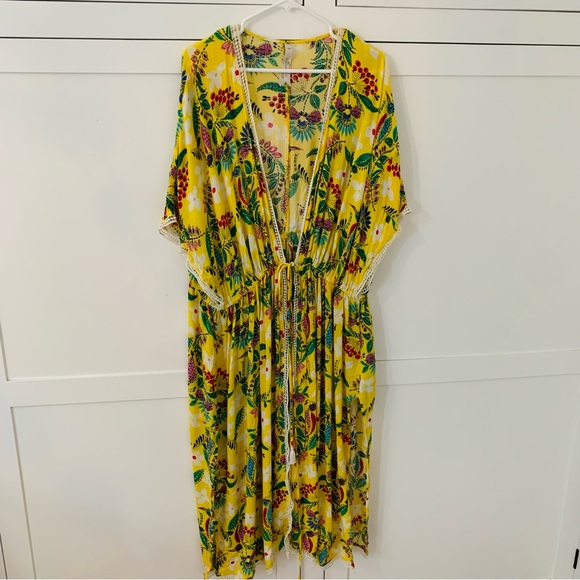 Melissa McCarthy Seven7 Other - Mellisa McCarthy X Seven7 Yellow Tropical Floral Swimsuit Coverup Size 3X